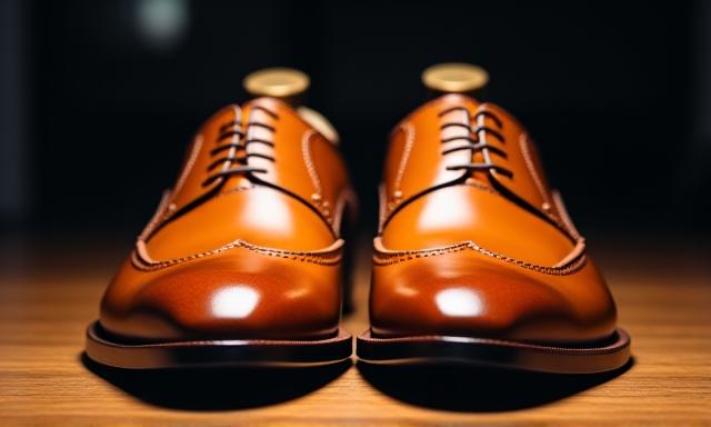 Pair of hand-polished leather brogues.
